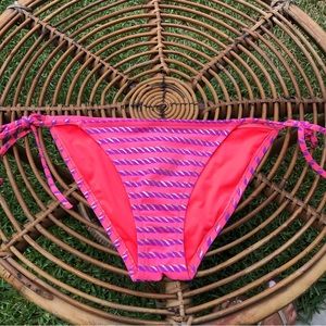 New Victoria's Secret Surf Bikini Bottom Pink Shimmer S Tie sides